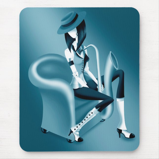 Lady Saxophonist - Jazz-Inspired Mousemat  (Front)