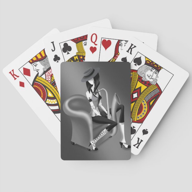 Lady Saxophonist - Jazz-Inspired Playing Card (Back)