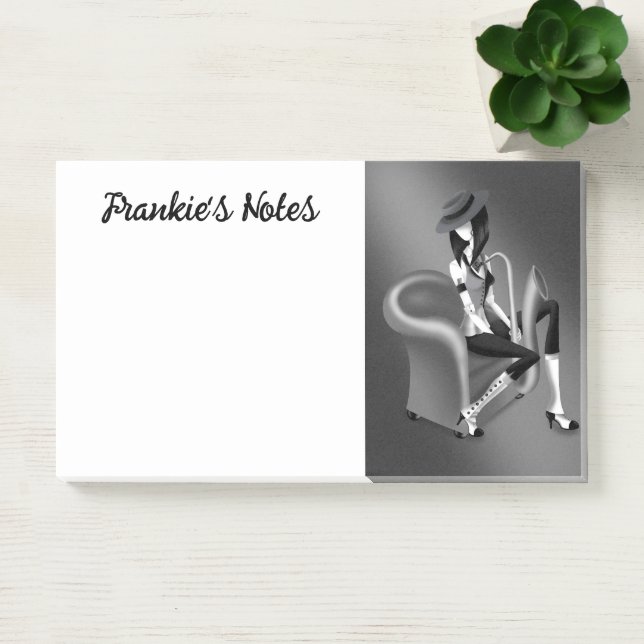 Lady Saxophonist - Jazz-Inspired Post-It Notes (Office)
