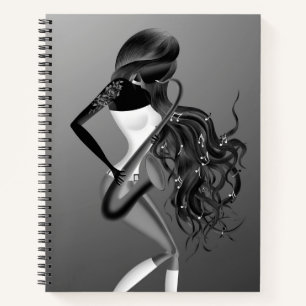 Lady Saxophonist Musician  Luna  Notebook