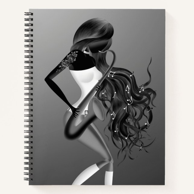 Lady Saxophonist Musician  Luna  Notebook (Front)
