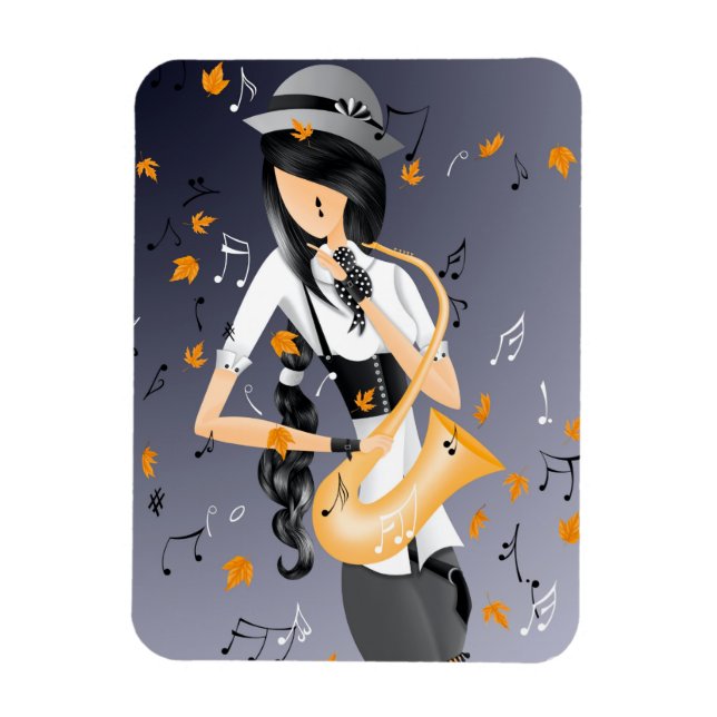 Lady Saxophonist Musician Magnet (Vertical)