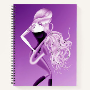 Lady Saxophonist Musician Purple Notebook
