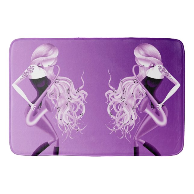 Lady Saxophonist Purple Bath Mat (Front)