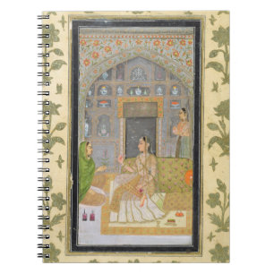 Lady seated in a Pavilion with attendants, from th Spiral Notebook