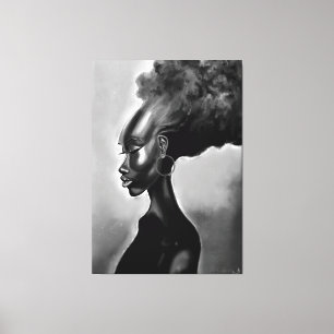 Lady Shy - Pretty African Woman - Migned Drawing Canvas Print