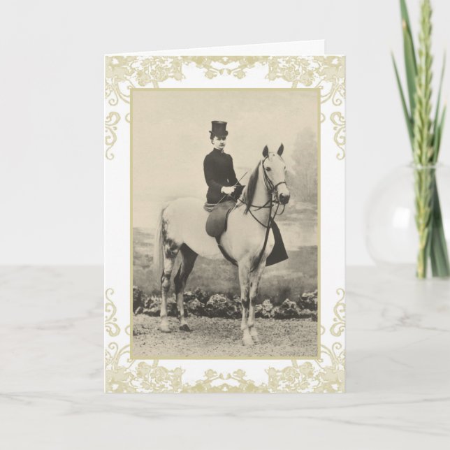 Lady sidesaddle rider birthday card (Front)