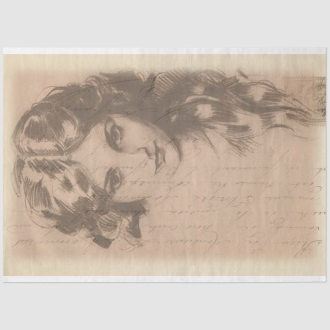 Lady Sketch Decouapge Paper (Front)