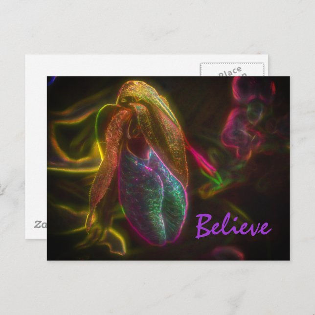 Lady Slipper Believe Inspirational Words Postcard (Front/Back)