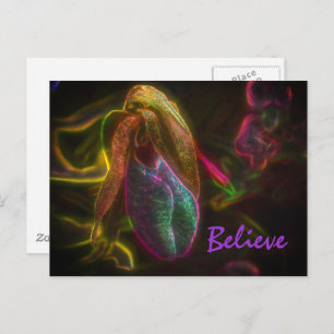 Lady Slipper Believe Inspirational Words Postcard