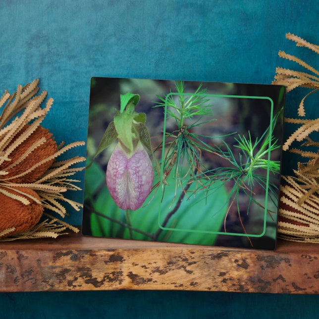 Lady Slipper Orchid Create Your Own Photo Plaque (Side)