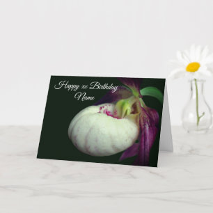 Lady Slipper Orchid Flower Personalised Birthday  Card