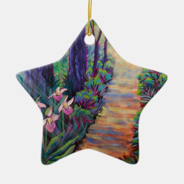 Lady Slippers on the Path Ceramic Tree Decoration (Front)