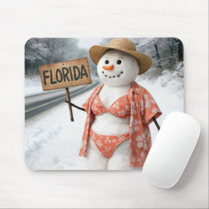Lady Snowman Hitchhiking with a Florida Sign Mouse Pad