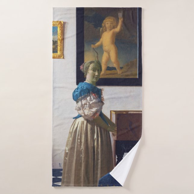 Lady Standing at a Virginal, Johannes Vermeer Bath Towel (Bath Towel)