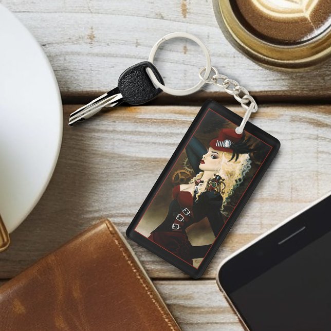 Lady Steampunk Victorian Red Key Ring (Creator Uploaded)