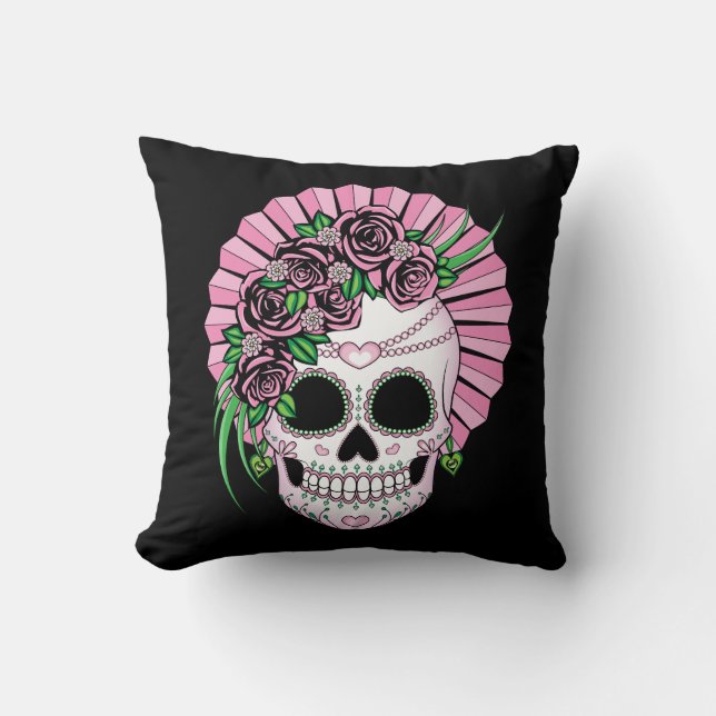 Lady Sugar Skull Cushion (Front)