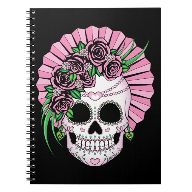Lady Sugar Skull Spiral Notebook (Front)