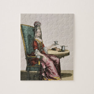 Lady Taking Coffee, fashion plate, c.1695 (engravi Jigsaw Puzzle