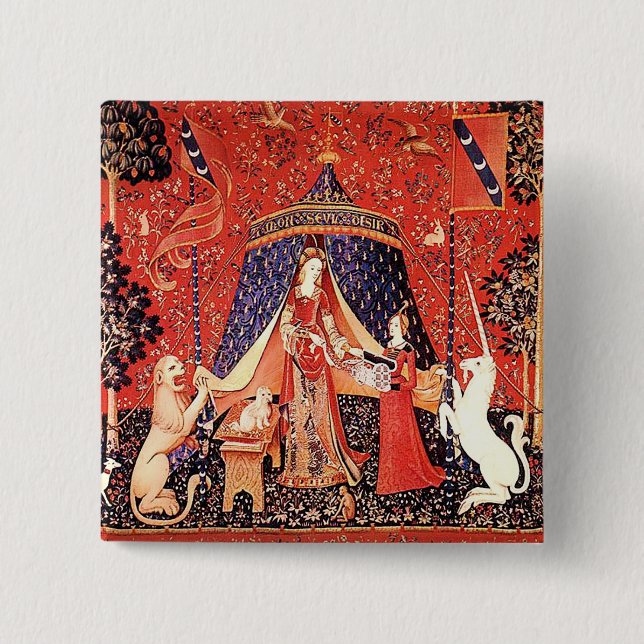 "Lady & the Unicorn" 15 Cm Square Badge (Front)