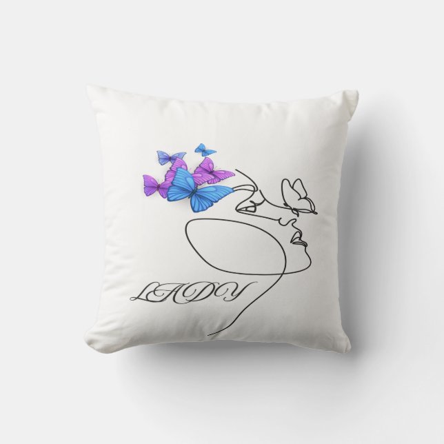 Lady Typography Throw Pillow – Chic & Stylish Home (Front)