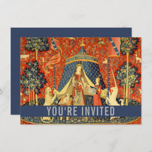 Lady Unicorn Mediaeval Print Customise Tapestry Ar Invitation