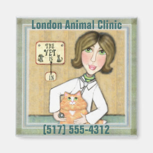 Lady Veterinarian & Maine Coon Cat Fridge Magnet