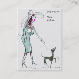 Lady Walking Dog Jubby Business Cards