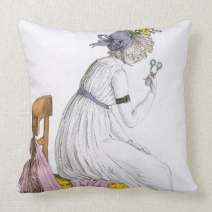 Lady wearing a negligee, from 'Costume Parisien', Cushion