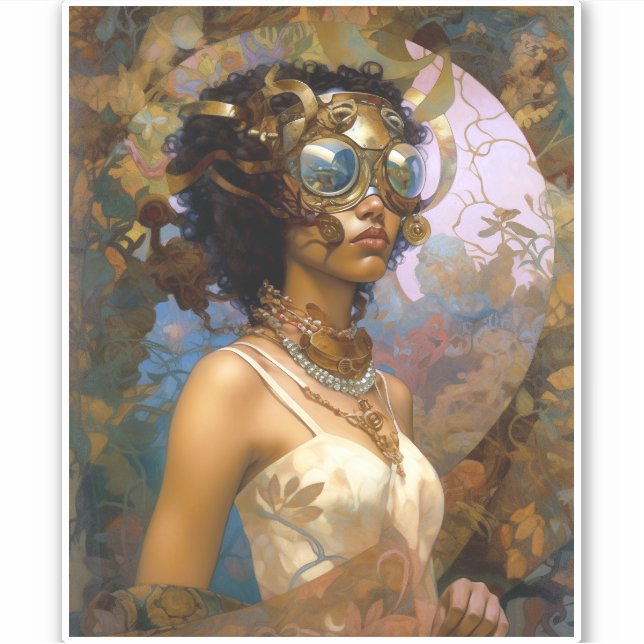 Lady Wearing Goggles Black Fantasy Sci-Fi  (Front)