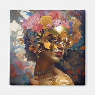 Lady Wearing Mask Black Fantasy Art Magnet