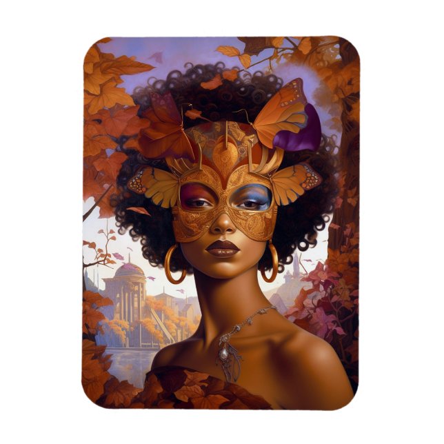 Lady Wearing Mask Black Fantasy Art Magnet (Vertical)