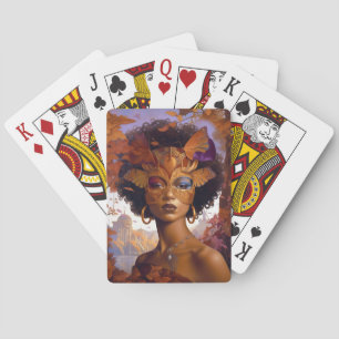 Lady Wearing Mask Black Fantasy Art Playing Cards