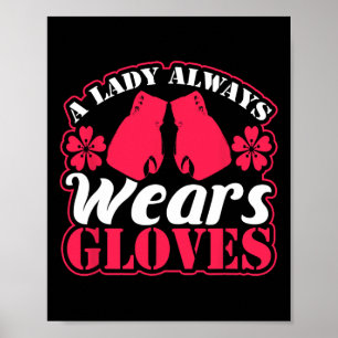 Lady Wears Boxing Gloves Fighting Gym Women Fitnes Poster