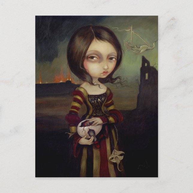 "Lady with a Bosch Egg" Postcard (Front)