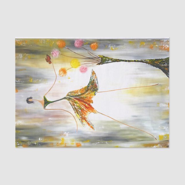 Lady With a Butterfly Decoupage Tissue Paper (Front)