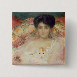 Lady with a Cat, 1904 15 Cm Square Badge
