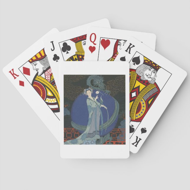 Lady with a Dragon (color litho) Playing Cards (Back)