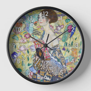 Lady with A Fan, Gustav Klimt Clock