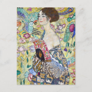 Lady with A Fan, Gustav Klimt Postcard