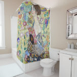 Lady with A Fan, Gustav Klimt Shower Curtain<br><div class="desc">Gustav Klimt (July 14, 1862 – February 6, 1918) was an Austrian symbolist painter and one of the most prominent members of the Vienna Secession movement. Klimt is noted for his paintings, murals, sketches, and other objets d'art. In addition to his figurative works, which include allegories and portraits, he painted...</div>