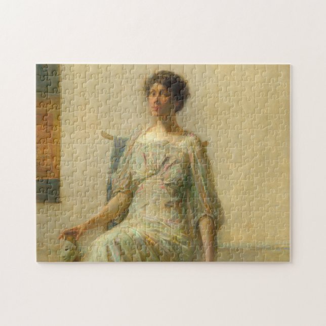 Lady with a Mask, 1911 by Thomas Wilmer Dewing Jigsaw Puzzle (Horizontal)