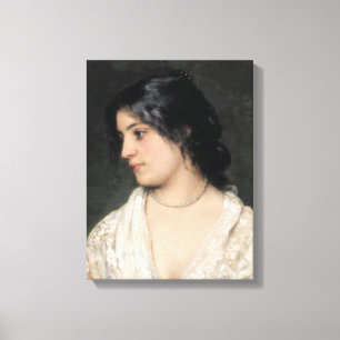Lady with a Pearl Necklace (by Eugene de Blaas) Canvas Print