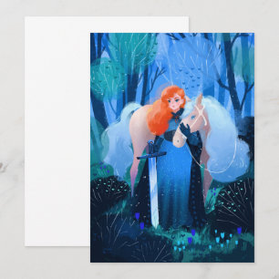 Lady with a Sword and White Horse Invitation