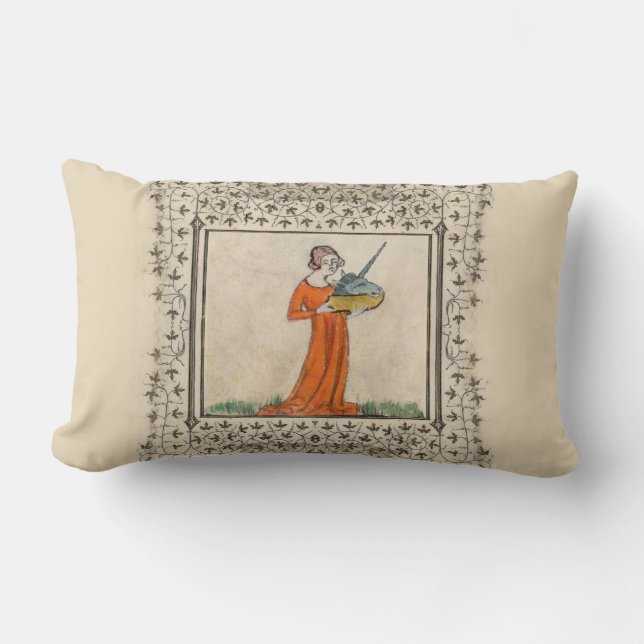 Lady with a Unicorn Head Lumbar Cushion (Front)