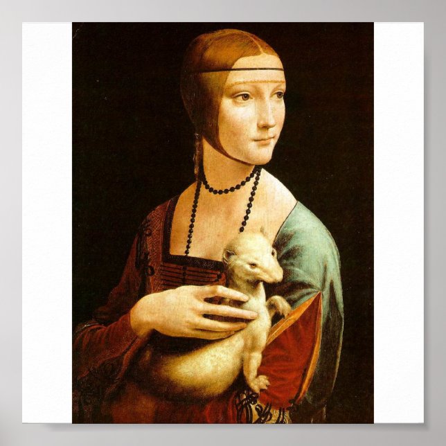 Lady with an Ermine by Leonardo Da Vinci c. 1490 Poster (Front)