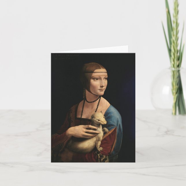 Lady with an Ermine by Leonardo da Vinci Thank You Card (Front)