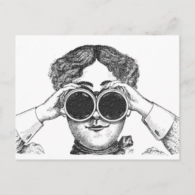 Lady With Binoculars Postcard (Front)