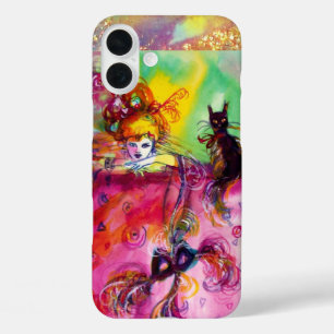 LADY WITH BLACK CAT AND MASK  Masquerade Night iPhone 16 Plus Case
