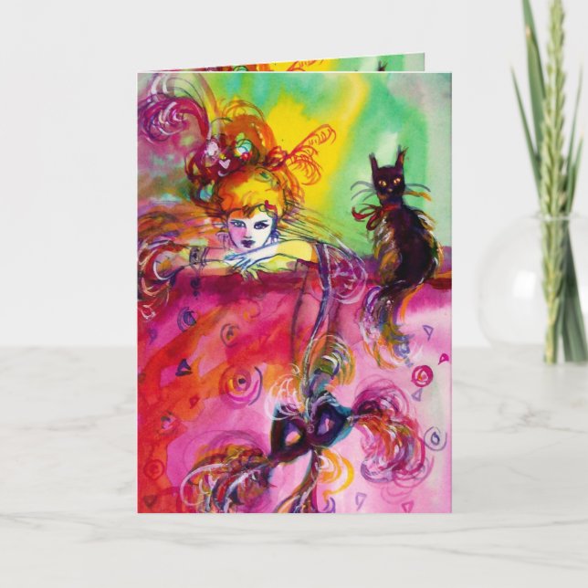 LADY WITH BLACK CAT CARD (Front)